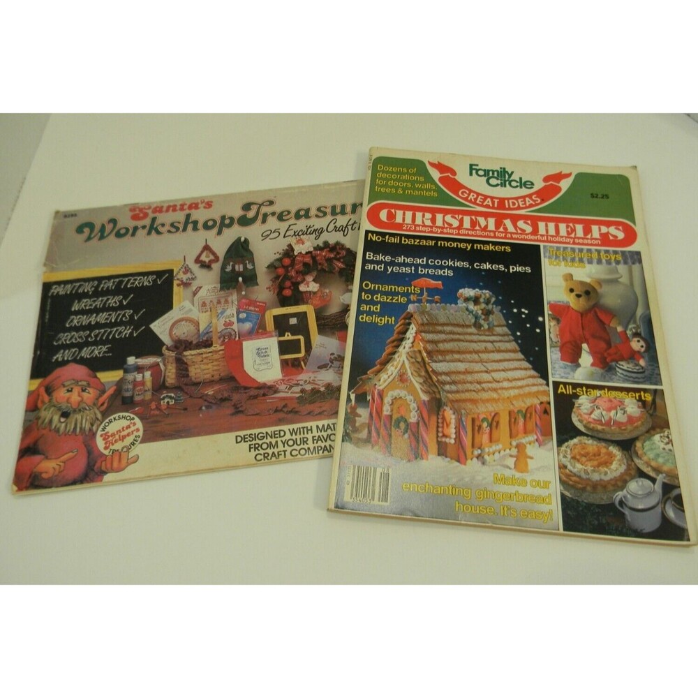 Vintage Family Circle Christmas Helps 1983 & Santa's Workshop Craft Project 1987